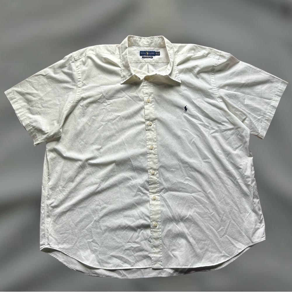 Ralph Lauren Feather Weigh twill  Button Up Shirt White Mens 3XB Tall